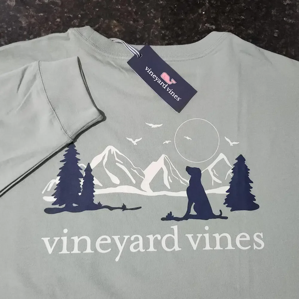 NWT Vineyard Vines Long Sleeve Pocket T Shirt Mountain Dog Mens XXL Outdoor - Picture 1 of 7